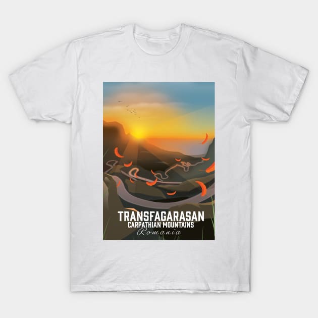 Transfagarasan Romania Travel poster T-Shirt by nickemporium1